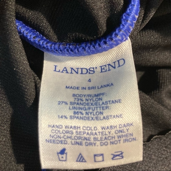 LAND’S END Sz 4 Cross Ruched Chest Fabric Wide Strap  Built in Bra Bathingsuit - Picture 7 of 8